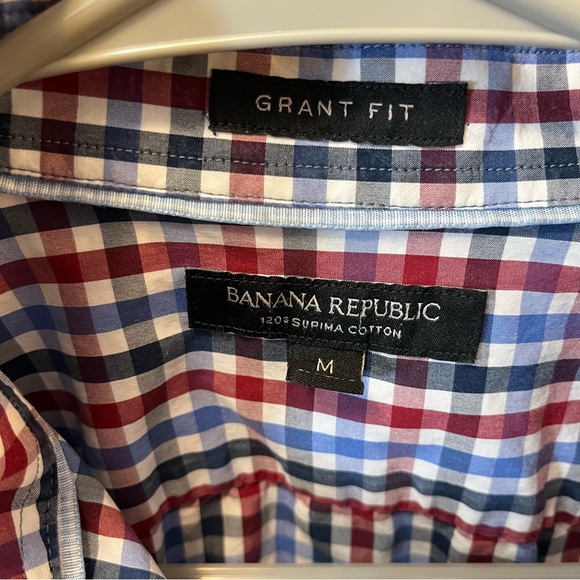 Men’s Banana Republic Grant Fit Checkered Button Down Medium - Picture 2 of 4